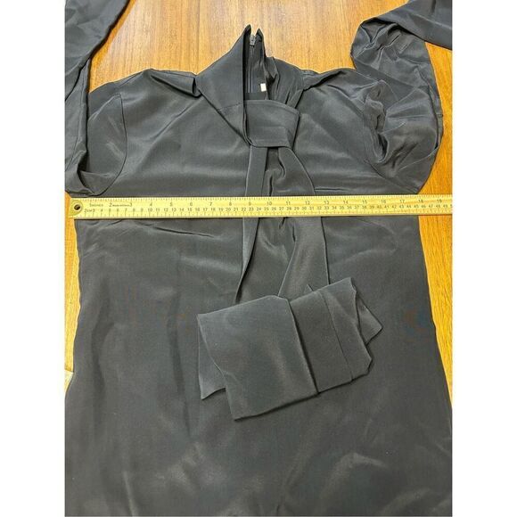 Tibi Rent the Runway Navy Tie Neck silk Shift Dress sz 2 - Picture 6 of 8